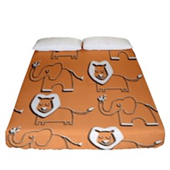 Lion Pattern Wallpaper Vector Fitted Sheet (queen Size) by Nexatart