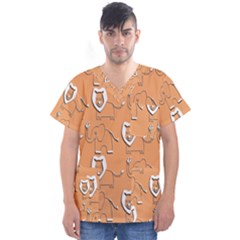 Lion Pattern Wallpaper Vector Men s V-neck Scrub Top