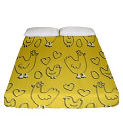 Chicken Chick Pattern Wallpaper Fitted Sheet (california King Size) by Nexatart