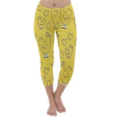 Chicken Chick Pattern Wallpaper Capri Winter Leggings  by Nexatart