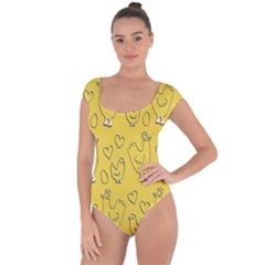 Chicken Chick Pattern Wallpaper Short Sleeve Leotard  by Nexatart