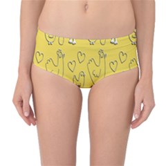 Chicken Chick Pattern Wallpaper Mid-waist Bikini Bottoms by Nexatart