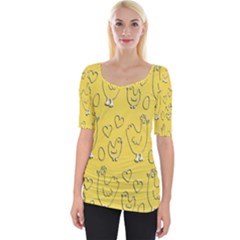 Chicken Chick Pattern Wallpaper Wide Neckline Tee