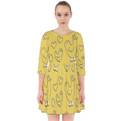 Chicken Chick Pattern Wallpaper Smock Dress by Nexatart