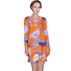 Seagull Gulls Coastal Bird Bird Long Sleeve Nightdress by Nexatart