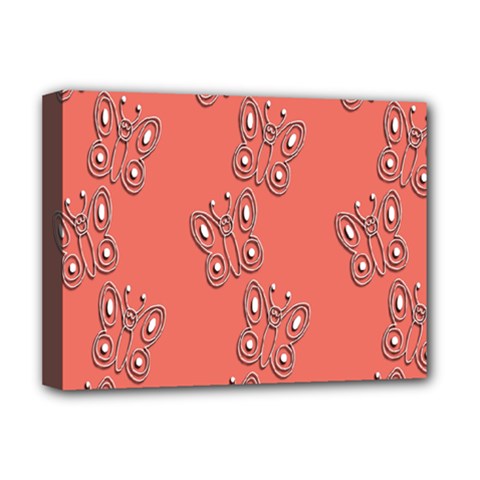 Butterfly Pink Pattern Wallpaper Deluxe Canvas 16  X 12   by Nexatart