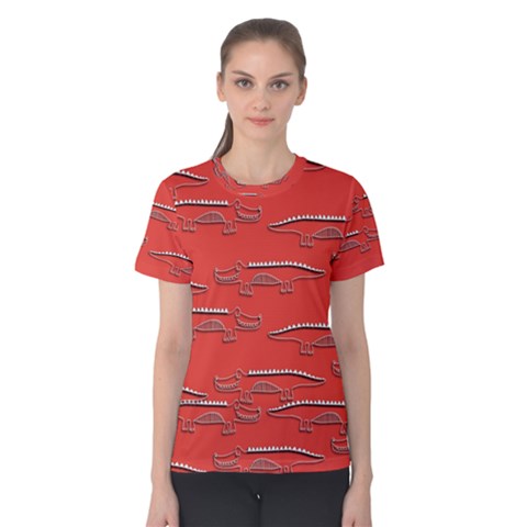 Crocodile Alligator Pattern Women s Cotton Tee by Nexatart