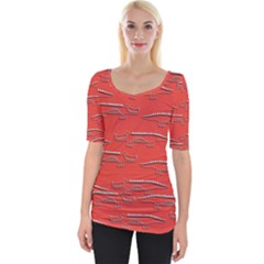 Crocodile Alligator Pattern Wide Neckline Tee