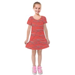 Crocodile Alligator Pattern Kids  Short Sleeve Velvet Dress by Nexatart