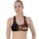 Steampunk, Cute Little Steampunk Girl In The Night With Clocks Criss Cross Racerback Sports Bra View1