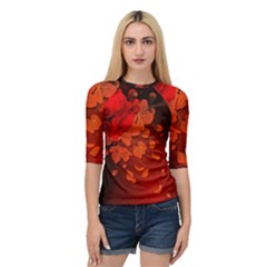 Cherry Blossom, Red Colors Quarter Sleeve Raglan Tee