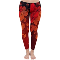 Cherry Blossom, Red Colors Classic Winter Leggings by FantasyWorld7