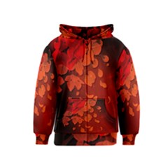 Cherry Blossom, Red Colors Kids  Zipper Hoodie by FantasyWorld7