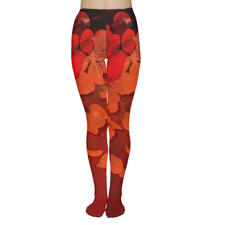 Cherry Blossom, Red Colors Women s Tights