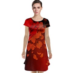 Cherry Blossom, Red Colors Cap Sleeve Nightdress by FantasyWorld7