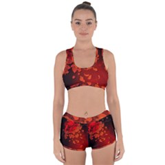 Cherry Blossom, Red Colors Racerback Boyleg Bikini Set by FantasyWorld7