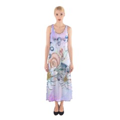 Snail And Waterlily, Watercolor Sleeveless Maxi Dress by FantasyWorld7