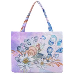 Snail And Waterlily, Watercolor Mini Tote Bag by FantasyWorld7