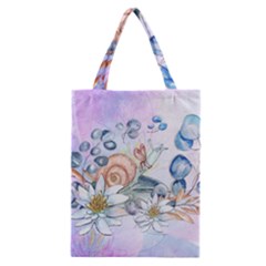 Snail And Waterlily, Watercolor Classic Tote Bag by FantasyWorld7