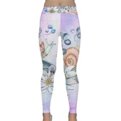 Snail And Waterlily, Watercolor Classic Yoga Leggings by FantasyWorld7