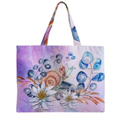 Snail And Waterlily, Watercolor Zipper Mini Tote Bag by FantasyWorld7