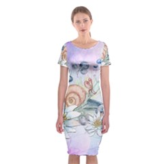 Snail And Waterlily, Watercolor Classic Short Sleeve Midi Dress by FantasyWorld7