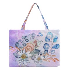 Snail And Waterlily, Watercolor Medium Tote Bag by FantasyWorld7