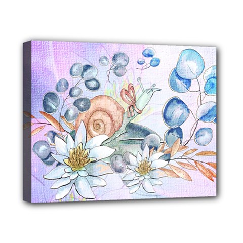 Snail And Waterlily, Watercolor Canvas 10  X 8  by FantasyWorld7