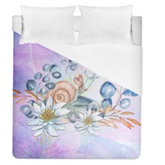 Snail And Waterlily, Watercolor Duvet Cover (queen Size)