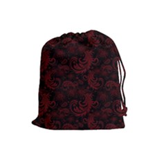 Dark Red Flourish Drawstring Pouches (large)  by gatterwe