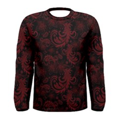 Dark Red Flourish Men s Long Sleeve Tee by gatterwe