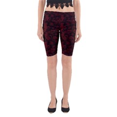 Dark Red Flourish Yoga Cropped Leggings by gatterwe