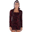 Dark Red Flourish Long Sleeve Hooded T-shirt View1