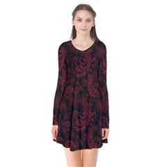 Dark Red Flourish Flare Dress by gatterwe