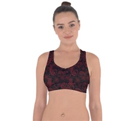 Dark Red Flourish Cross String Back Sports Bra