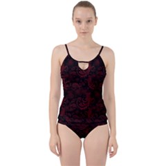 Dark Red Flourish Cut Out Top Tankini Set by gatterwe