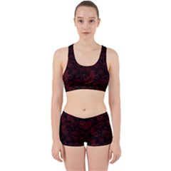 Dark Red Flourish Work It Out Sports Bra Set by gatterwe