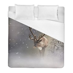 Santa Claus Reindeer In The Snow Duvet Cover (full/ Double Size) by gatterwe