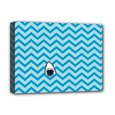 Chevron Shark Pattern Deluxe Canvas 16  X 12  