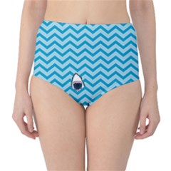 Chevron Shark Pattern High-waist Bikini Bottoms