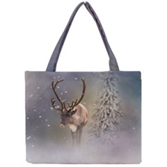 Santa Claus Reindeer In The Snow Mini Tote Bag