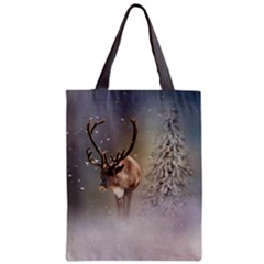 Santa Claus Reindeer In The Snow Zipper Classic Tote Bag