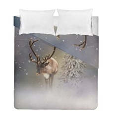 Santa Claus Reindeer In The Snow Duvet Cover Double Side (full/ Double Size) by gatterwe