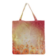 Flower Power, Cherry Blossom Grocery Tote Bag by FantasyWorld7