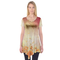 Flower Power, Cherry Blossom Short Sleeve Tunic  by FantasyWorld7