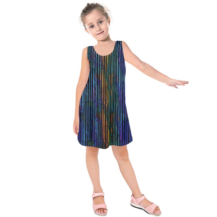 Stylish Colorful Strips Kids  Sleeveless Dress