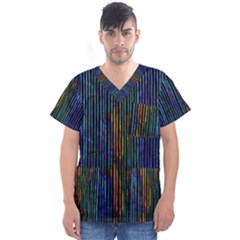 Stylish Colorful Strips Men s V-neck Scrub Top