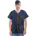 Stylish Colorful Strips Men s V-Neck Scrub Top View1