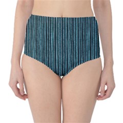 Stylish Frost Blue Strips High-waist Bikini Bottoms by gatterwe