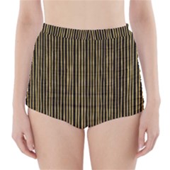 Stylish Golden Strips High-waisted Bikini Bottoms by gatterwe